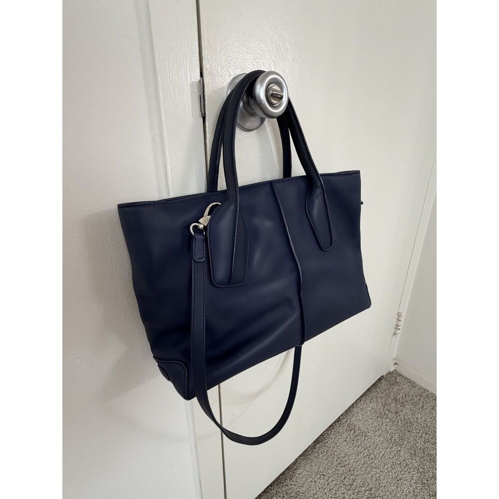 Tod's - Navy Blue Leather Tote Shoulder Bag with Crossbody Strap - Like New - Picture 6 of 6
